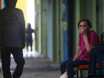 Residents take refuge at a Salinas, Puerto Rico high school on Sept. 19 after Hurricane Fiona slammed the island. Jose Jimenez/Getty Images
