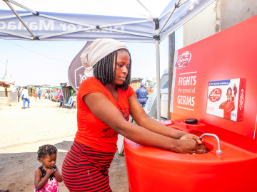 Mayor Geoffrey Makhubo launched a handwashing campaign to counter the spread of COVID-19 at the Mangolongolo Informal Settlement, April 22, 2020, Johannesburg, South Africa.