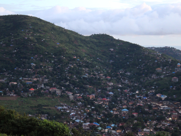 View of Freetown, Sierra Leone buildings dotting the hillside.