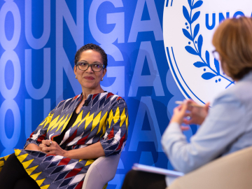 Vital Strategies CEO Mary-Ann Etiebet speaks the UN General Assembly foreign policy panel in September 2025.