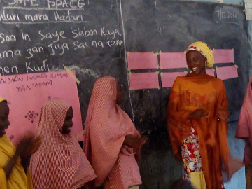 Margaret Bolaji with students