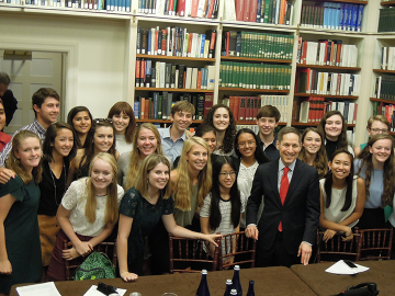 Carrboro High School students met with Dr. Thomas Frieden after a Council on Foreign Relations global health event on cardiovascular disease in September 2016.