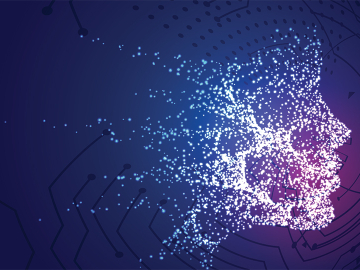 graphic illustration - face composed of data points