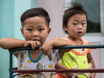 Children outside a nursery at Chonsam Cooperative Farm on August 22, 2018 in Wonsan, North Korea. Image: Carl Court/Getty Images