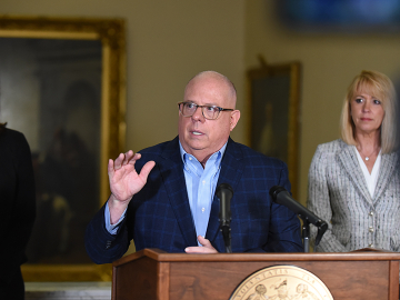 Maryland Gov. Larry Hogan at a press conference yesterday. Photo: Patrick Siebert / Office of the Governor