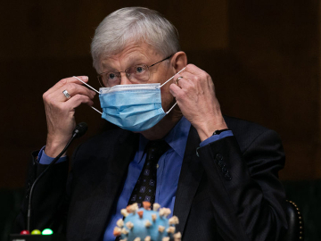 NIH director Francis Collins at a Senate Appropriations Subcommittee hearing, Washington, DC, July 2, 2020. Image: Graeme Jennings/Washington Examiner/Bloomberg/Getty