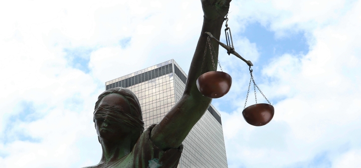  A statue of blindfolded Lady Justice holding scales in Brussels, May 12, 2019.  Image: Dursun Aydemir/Anadolu Agency/Getty 