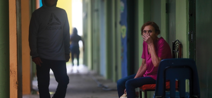 Residents take refuge at a Salinas, Puerto Rico high school on Sept. 19 after Hurricane Fiona slammed the island. Jose Jimenez/Getty Images