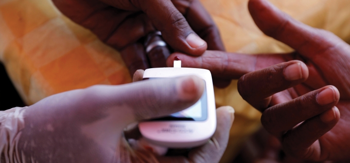 A doctor gives a free blood sugar test on World Diabetes Day in Khartoum, Sudan on Nov. 14, 2019. Mohamed Khidir/Xinhua via Getty