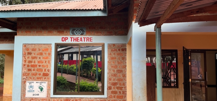 A brick building in Nyarugusu refugee camp’s main health post labeled Op Theatre