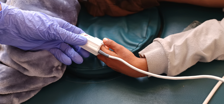 A nurse records vital signs for a measles patient in the Médecins Sans Frontières isolation ward. at Al-Wahda hospital, Dhamar, Yemen. May 27, 2025.