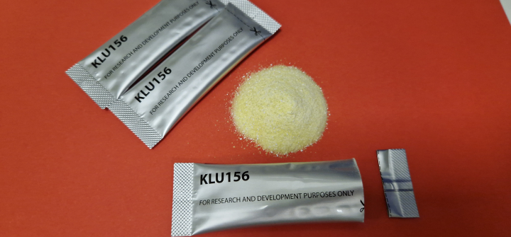 GanLum product sachets and granules at Novartis manufacturing site in Slovenia