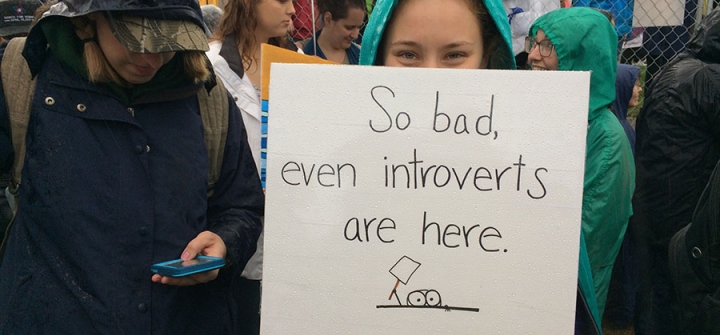 Introverts sign at the March for Science