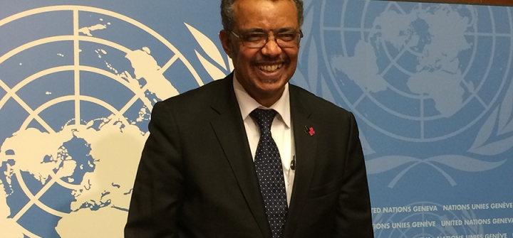Tedros Adhanom Ghebreyesus at his first press conference as WHO DG-elect. 