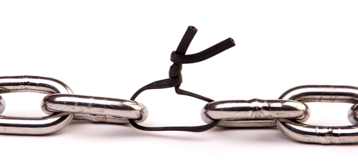 chain with twist-tie for weakest link