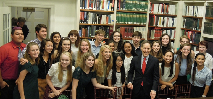 Carrboro High School students met with Dr. Thomas Frieden after a Council on Foreign Relations global health event on cardiovascular disease in September 2016. 