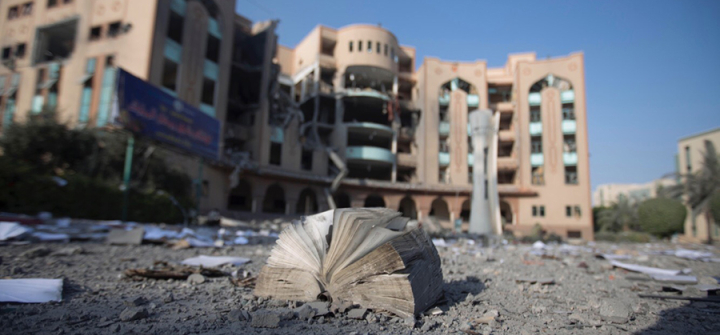 The Islamic University of Gaza after it was bombed in August 2014. 