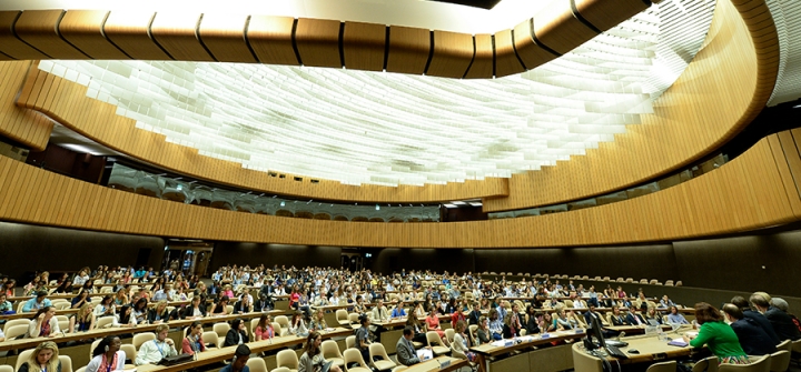 A general view of the participants in 2015’s "Interns with a Mission,” an initiative to enable dialogue between United Nations interns, staff, and diplomats based in Geneva, Switzerland. 