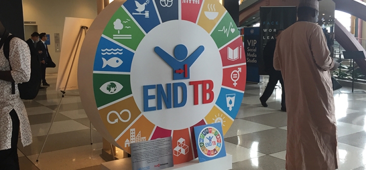 Outside the UN General Assembly Hall where the High-level meeting on tuberculosis was held on September 26, 2018 .