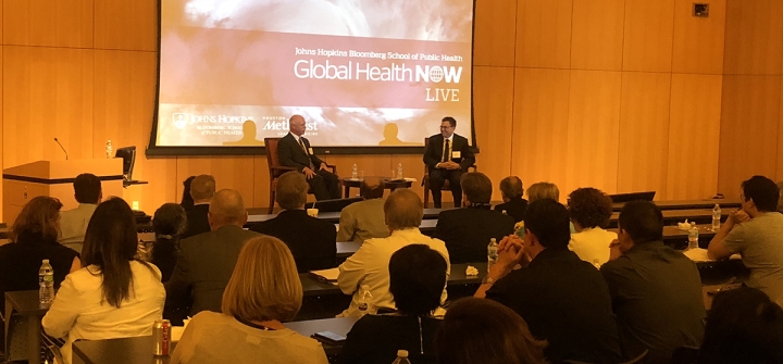 David Persse and Josh Sharfstein share leadership lessons in disasters at the GHN Live event in Houston. (Image: Brian W. Simpson)
