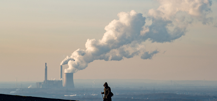 Steam and exhaust rise from a power plant on a cold winter day, in Oberhausen, Germany, January 2017.