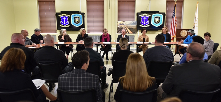 Michael R. Bloomberg discusses Rhode Island’s progress on the opioid crisis with experts on Nov. 26, 2018. (Image: Courtesy)