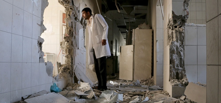 An inside view of es-Sevre (Revolution) hospital after it was attacked by Houthis in Taiz, Yemen on December 31, 2015. 