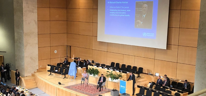 Lancet editor-in-chief Richard Horton gave a passionate and personal address at #WHA72’s opening this morning. Image: Brian W. Simpson