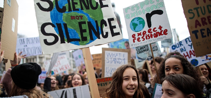 A girl holds a sign as school children take part in a student climate protest in London, England. March 15, 2019.  Image: Jack Taylor/Getty