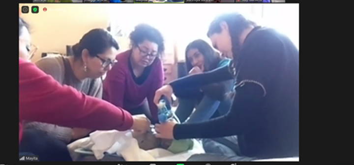Midwives in Tijuana, Mexico receive clinical support via Zoom. Screenshot courtesy of Xin She