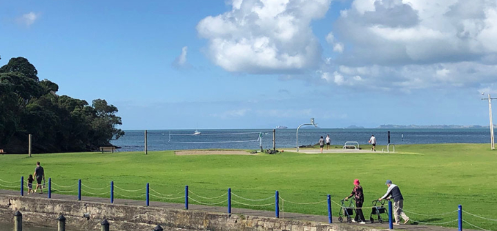 A view from Milford Beach, on the North Shore of Auckland, New Zealand. April 2021. Image: Robert Borotkanics