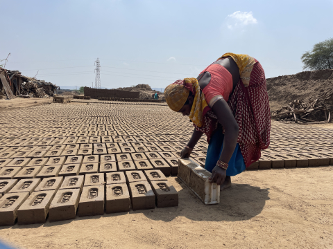 A woman molds bricks for a kiln in Rajasthan’s Ajmer district.