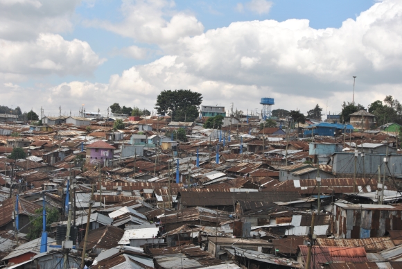 An aerial view of the congested Kibera slums on November 30, 2018.