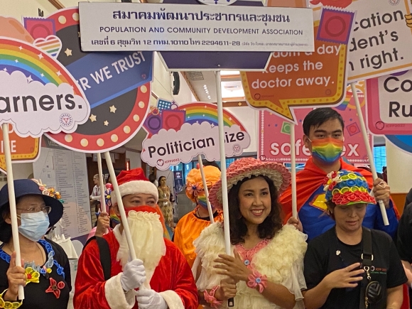 A condom=costumed parade greeted participants filing into the Pattaya Exhibition and Convention Hall for the Opening Ceremony, Monday, November 14, 2022 in Pattaya, Thailand. 