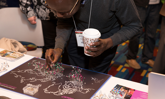 An ASTMH 2016 participant from Kenya puts a pin on the GHN map