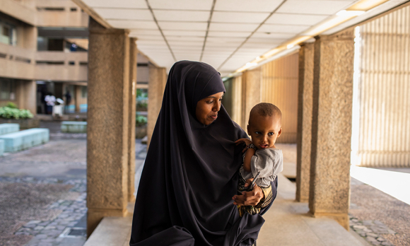 Muna Naaman with her son Assad at the Kenyatta National Hospital in Nairobi, Kenya.