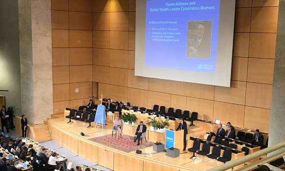Lancet editor-in-chief Richard Horton gave a passionate and personal address at #WHA72’s opening this morning. Image: Brian W. Simpson