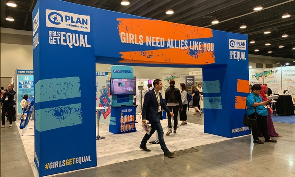 Plan International's exhibit at Women Deliver 2019 in Vancouver. 