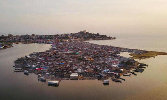 An aerial view of West Point. Monrovia, Liberia. May 2017. Image: M. Holden Warren