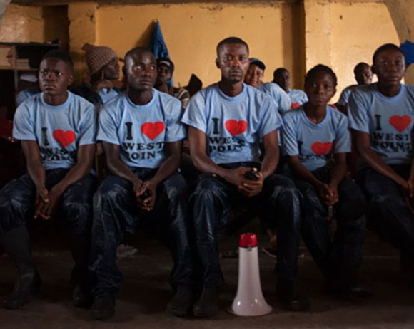 Community Ebola responders in West Point wear "I Heart West Point" t-shirts. Monrovia, Liberia, September 2014. Image: M. Holden Warren