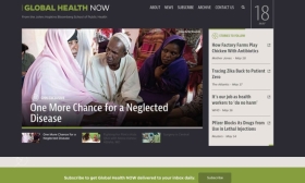 GHN's First website (2015) screenshot, featuring an image of a women wearing a pink veil having her leg inspected by a doctors wearing a white hat and coat.
